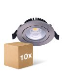 Lot 10x LED Inclinable Spot Argent Ronde 6W 550lm 60D - 927  | 85mm - IP54 - Dimmable - Meilleur Rendu De Couleur