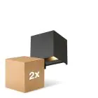 Pack duo D'Lite LED Applique Murale Elingen Aluminium Noir 4.9W 480lm - 830 