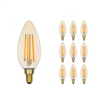 Lot 10x LED E14 Bougie Filament Ambre 4.1W 350lm - 822 | Dimmable - Remplacement 40W